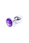Coffret 3 plugs aluminium argent - S - M - L - STRASS VIOLET - BR138