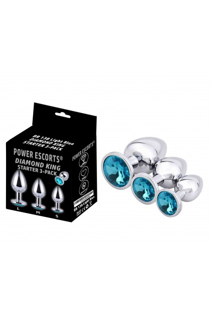 COFFRET 3 PLUGS ALUMINIUM ARGENT - S - M - L - BLEU OCÉAN - BR138