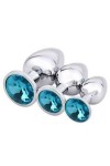 COFFRET 3 PLUGS ALUMINIUM ARGENT - S - M - L - BLEU OCÉAN - BR138