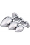COFFRET 3 PLUGS ALUMINIUM ARGENT - S - M - L - STRASS BLANC - BR138