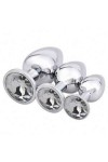 COFFRET 3 PLUGS ALUMINIUM ARGENT - S - M - L - STRASS BLANC - BR138