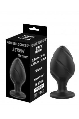 PLUG ANAL NOIR SCREW EN SILICONE - MEDIUM - BR216M