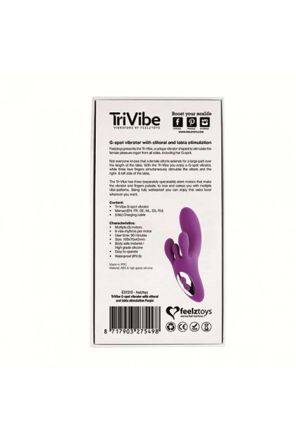 RABBIT TRIVIBE AVEC STIMULATION CLITORIDIENNE ET DES LÈVRES - VIOLET