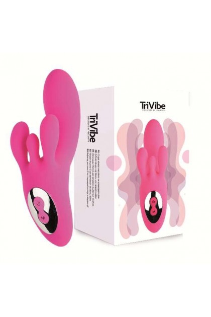 RABBIT TRIVIBE AVEC STIMULATION CLITORIDIENNE ET DES LÈVRES - ROSE