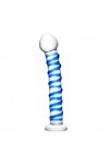 GODE EN VERRE SPIRALE BLEUE