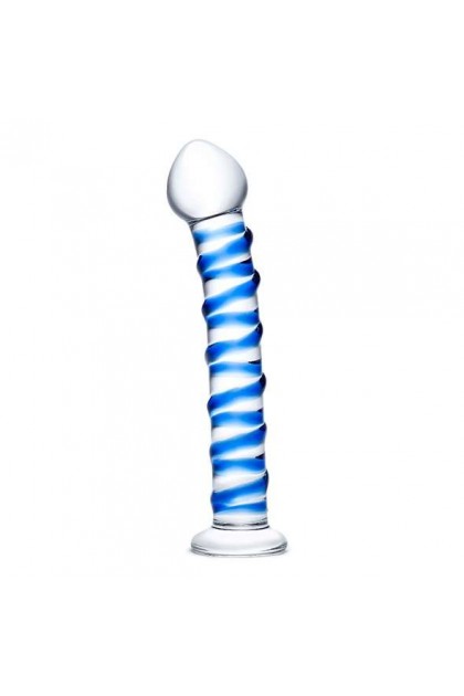 GODE EN VERRE SPIRALE BLEUE