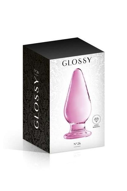 PLUG ANAL ALLONGÉ EN VERRE ROSE 11.5CM