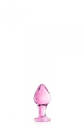 PLUG ANAL BOULE POINTUE EN VERRE ROSE 9CM