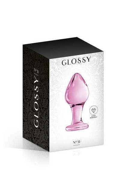 PLUG ANAL BOULE POINTUE EN VERRE ROSE 9CM