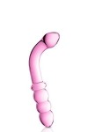 DILDO COUDÉ MULTI STIMULATION EN VERRE ROSE 22CM
