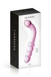 DILDO COUDÉ MULTI STIMULATION EN VERRE ROSE 22CM