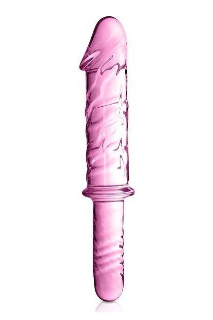 DILDO PUISSANT EN VERRE ROSE AVEC POIGNÉE 28.5CM