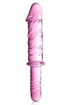 DILDO PUISSANT EN VERRE ROSE AVEC POIGNÉE 28.5CM