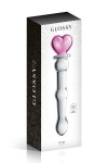 DILDO EN VERRE À BOULES AVEC COEUR ROSE 20CM