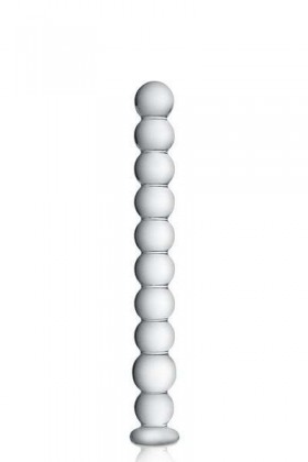 DILDO TRANSPARENT EN VERRE À BOULES 24CM