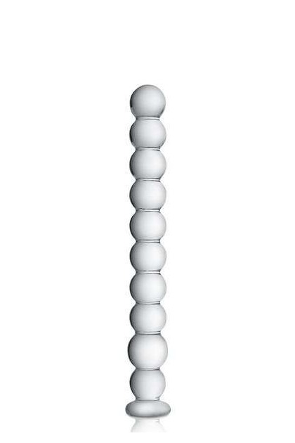 DILDO TRANSPARENT EN VERRE À BOULES 24CM