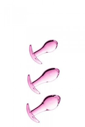 SET 3 PLUGS ANAL EN VERRE ROSE