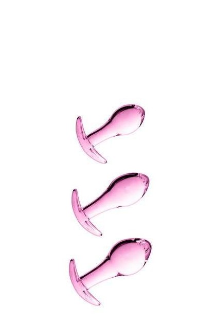 SET 3 PLUGS ANAL EN VERRE ROSE