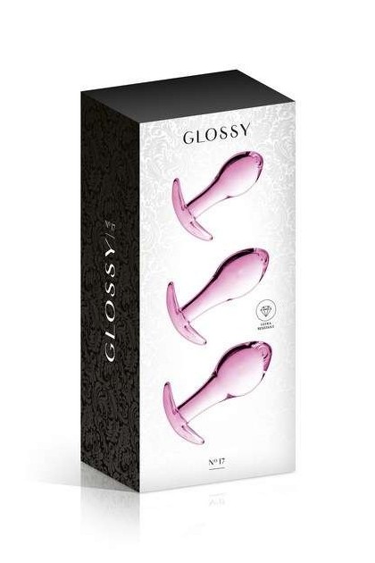 SET 3 PLUGS ANAL EN VERRE ROSE