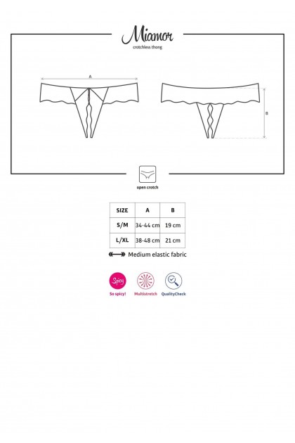 STRING OUVERT NOIR MIAMOR CROTCHLESS THONG - OBSESSIVE - XXL