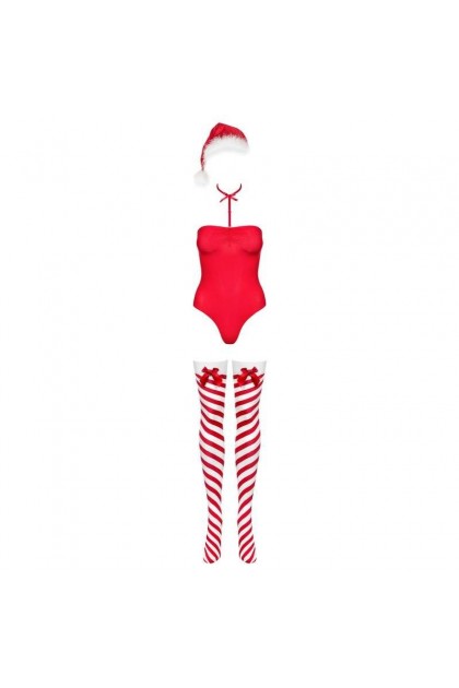 BODY DE NOËL ROUGE KISSMAS TEDDY - OBSESSIVE - L/XL