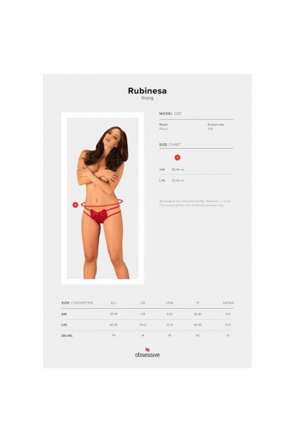 STRING ROUGE RUBINESA THONG - OBSESSIVE - L/XL