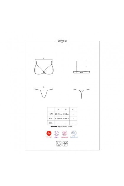 ENSEMBLE LINGERIE ROUGE 2 PIÈCES GIFTELLA SET - OBSESSIVE - S/M