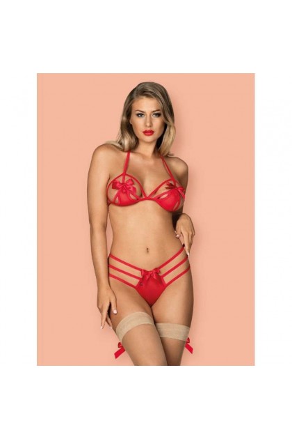 ENSEMBLE LINGERIE ROUGE 2 PIÈCES GIFTELLA SET - OBSESSIVE - L/XL