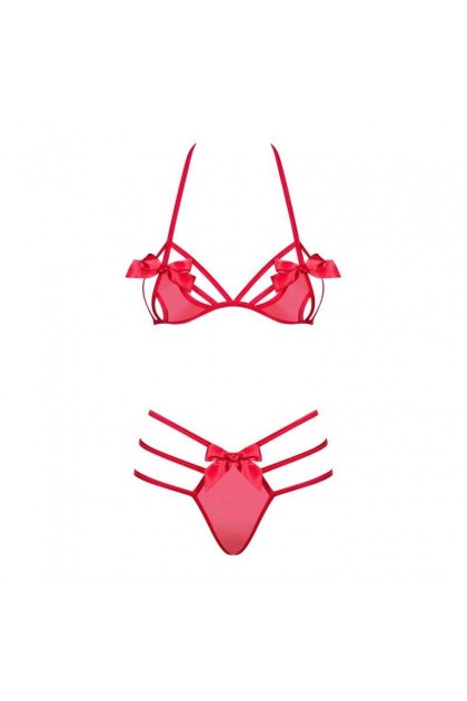 ENSEMBLE LINGERIE ROUGE 2 PIÈCES GIFTELLA SET - OBSESSIVE - L/XL