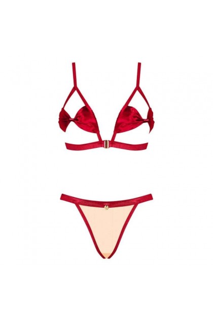 ENSEMBLE LINGERIE ROUGE 2 PIÈCES RUBINESA SET - OBSESSIVE - L/XL