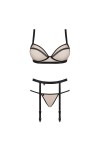 ENSEMBLE LINGERIE CHAIR 3 PIÈCES NUDELIA SET NUDE - OBSESSIVE - S/M