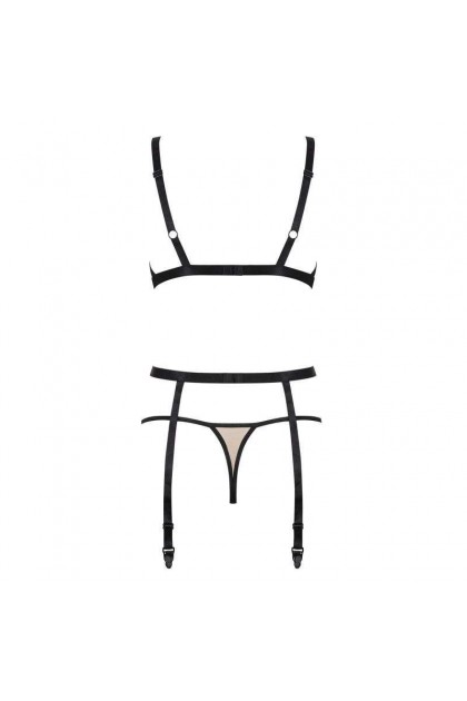 ENSEMBLE LINGERIE CHAIR 3 PIÈCES NUDELIA SET NUDE - OBSESSIVE - S/M