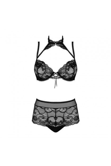 ENSEMBLE LINGERIE NOIR 2 PIÈCES ELIZENES SET - OBSESSIVE - S/M