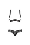 ENSEMBLE LINGERIE OUVERT NOIR 2 PIÈCES LUVAE CUPLESS SET - L/XL