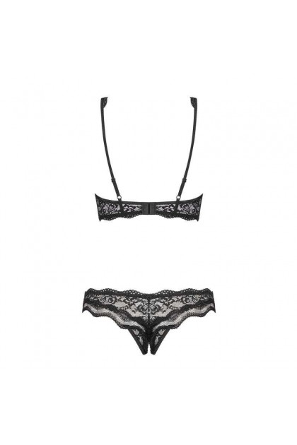 ENSEMBLE LINGERIE OUVERT NOIR 2 PIÈCES LUVAE CUPLESS SET - L/XL