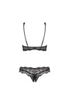 ENSEMBLE LINGERIE OUVERT NOIR 2 PIÈCES LUVAE CUPLESS SET - L/XL