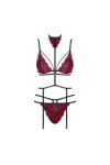 Ensemble lingerie 3 pièces bordeaux sugestina - OBSESSIVE - L/XL