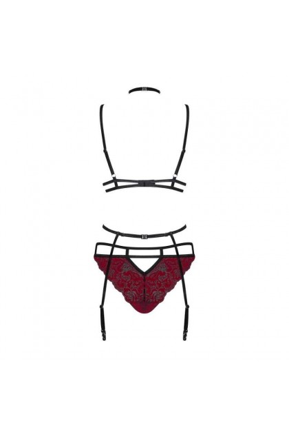 Ensemble lingerie 3 pièces bordeaux sugestina - OBSESSIVE - L/XL