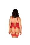 Corset et string rouge blossmina corset - OBSESSIVE - 4XL/5XL