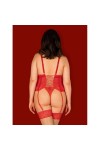 Corset et string rouge blossmina corset - OBSESSIVE - 4XL/5XL