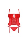 Corset et string rouge blossmina corset - OBSESSIVE - 4XL/5XL
