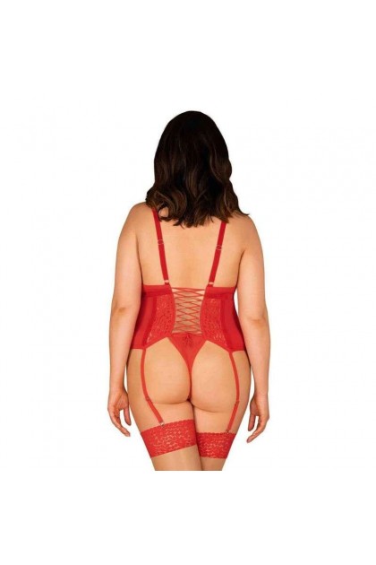Corset et string rouge blossmina corset - OBSESSIVE - 6XL/7XL