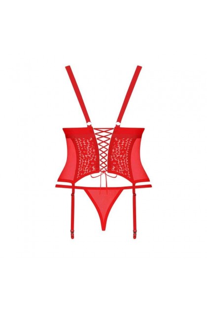 Corset et string rouge blossmina corset - OBSESSIVE - 6XL/7XL