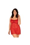 NUISETTE ET STRING ROUGE BLOSSMINA CHEMISE - OBSESSIVE - 6XL/7XL