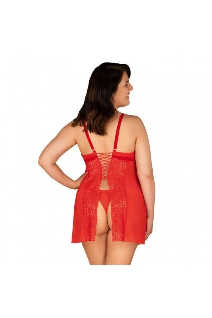 NUISETTE ET STRING ROUGE BLOSSMINA CHEMISE - OBSESSIVE - 6XL/7XL