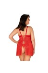 NUISETTE ET STRING ROUGE BLOSSMINA CHEMISE - OBSESSIVE - 6XL/7XL
