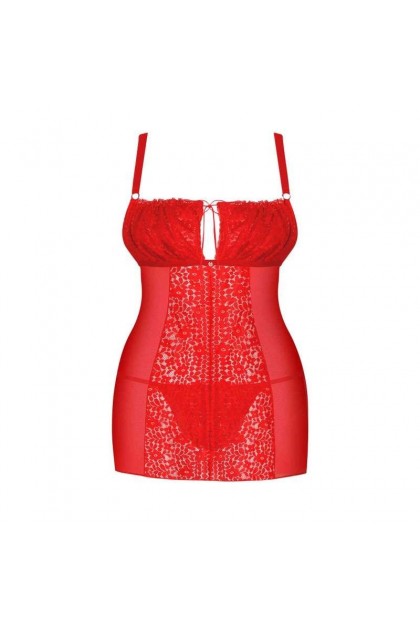 NUISETTE ET STRING ROUGE BLOSSMINA CHEMISE - OBSESSIVE - 6XL/7XL