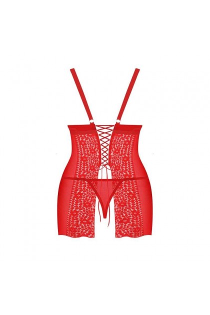 NUISETTE ET STRING ROUGE BLOSSMINA CHEMISE - OBSESSIVE - 6XL/7XL