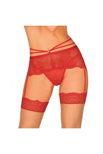 PORTE-JARRETELLE ROUGE LOVENTY GARTER BELT - OBSESSIVE - L/XL