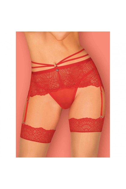 PORTE-JARRETELLE ROUGE LOVENTY GARTER BELT - OBSESSIVE - L/XL